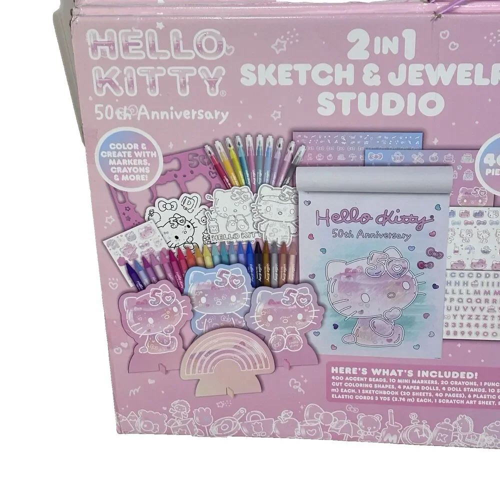 Hello Kitty 50th Anniversary 2 In 1 Sketch & Jewelry Studio Kit Sanrio Craft set